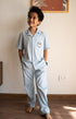 Boys summer Pjs Set Sheep Light Blue Buttoned shirt + Pants